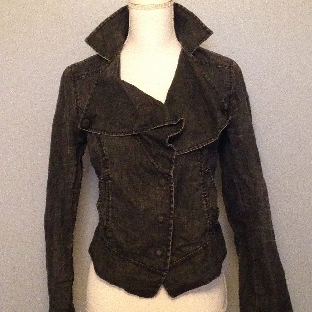 CAbi Linen Edgy Jacket Size Small Moto